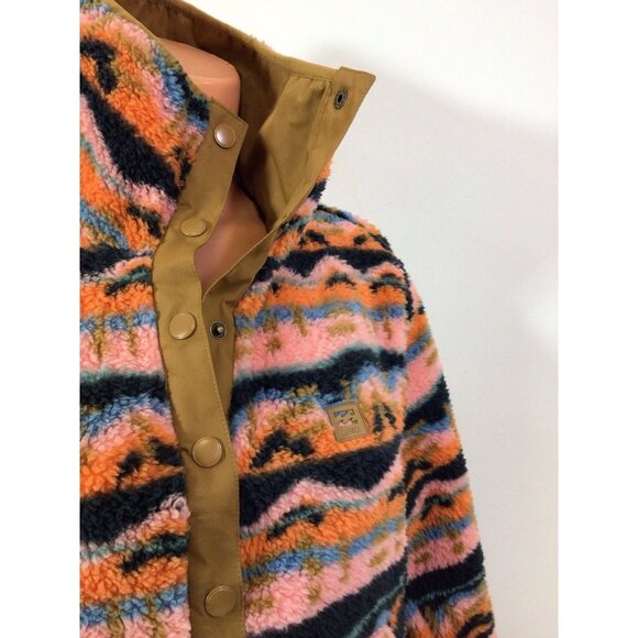 Billabong Fleece Plaid Jacket Snap Front Pullover Womens Medium - Picture 2 of 8